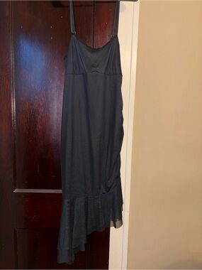 wild fable Black Asymmetrical Slip Dress with Ruffle Hem